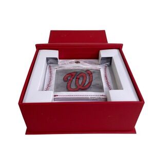 Washington Nationals MLB Luggage Tag Set Red Curly W Baseball Stitching 2 Pack